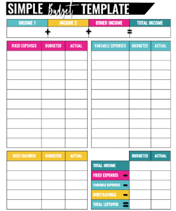 Printable:65d6vw4geag= Simple Monthly Budget Template