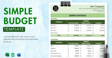 Printable:65d6vw4geag= Simple Monthly Budget Template